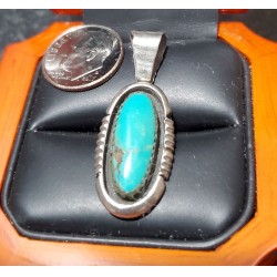 Estate Turquoise signed Pendant marked Sterling $1Nr